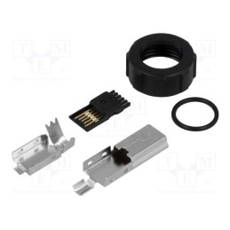 1 pcs x EDAC - 690-W05-260-043 - Plug, USB B mini, for cable, soldering, straight, for overmolding