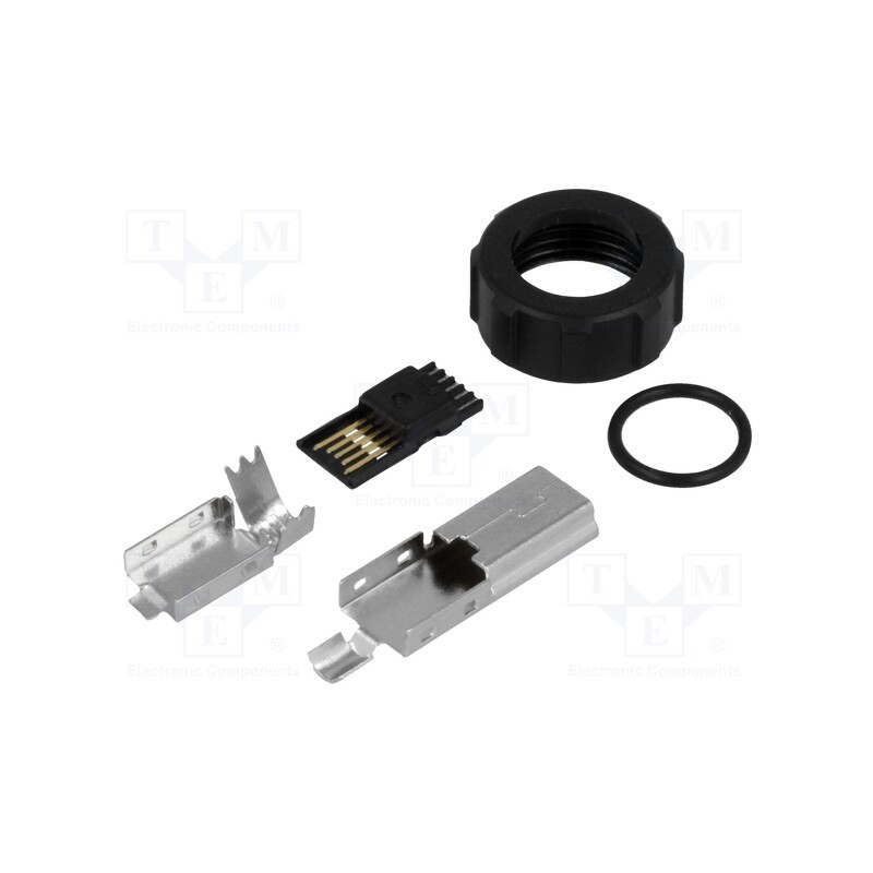 1 pcs x EDAC - 690-W05-260-043 - Plug, USB B mini, for cable, soldering, straight, for overmolding