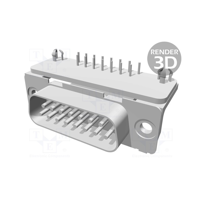 1 pcs x TE Connectivity - 1-338169-2 - D-Sub, PIN: 15, socket, male, PCB snap, angled 90°, THT, UNC 4-40