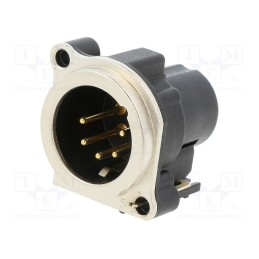 1 pcs x NEUTRIK - NC5MBV - Socket, XLR, male, PIN: 5, angled 90°, THT, silver, 3A, 19.8x19.8mm