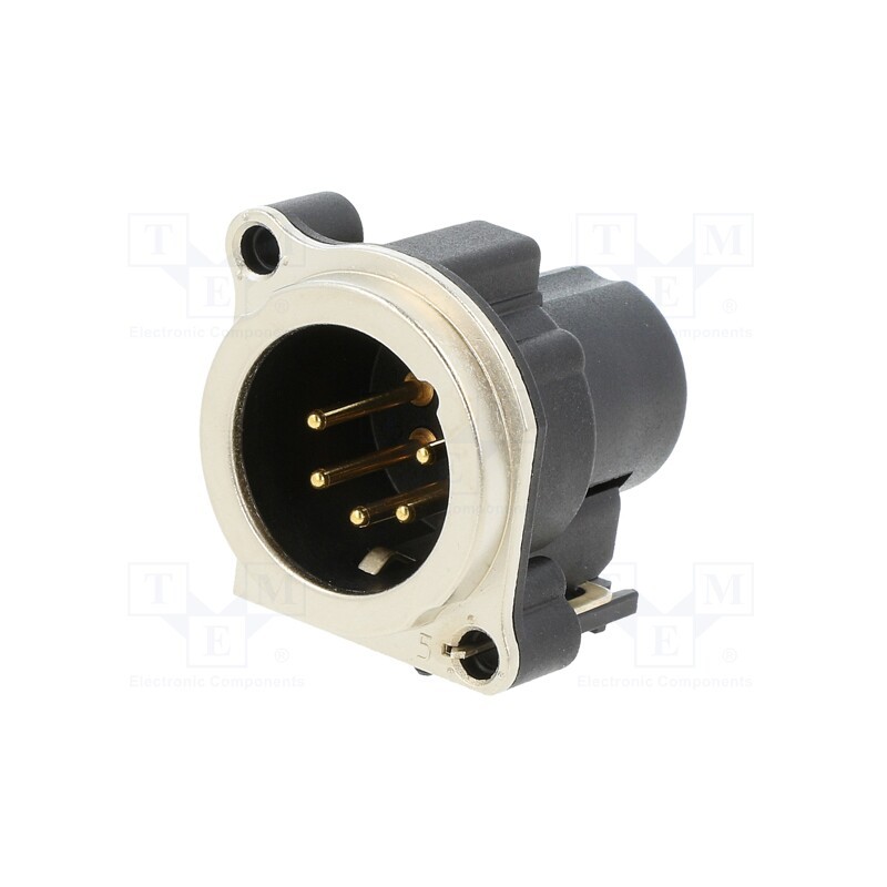 1 pcs x NEUTRIK - NC5MBV - Socket, XLR, male, PIN: 5, angled 90°, THT, silver, 3A, 19.8x19.8mm