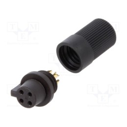 1 pcs x BINDER - 09 9764 00 04 - Connector: circular, 719, 60V, PIN: 4, plug, female, soldering, 3A