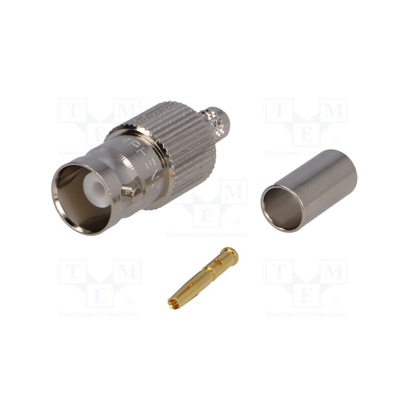 1 pcs x AMPHENOL RF - B6121A1-NT3G-1-50 - Plug, BNC, female, straight, 50Ω, crimped, for cable, PTFE