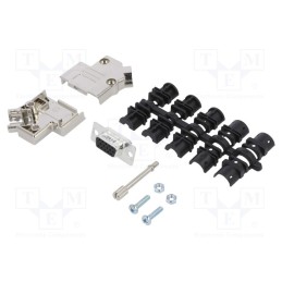 1 pcs x Amphenol Communications Solutions - L17D45PK-M-09+L77HDE15S - D-Sub HD, PIN: 15, female, angled 45°, soldering, for cabl