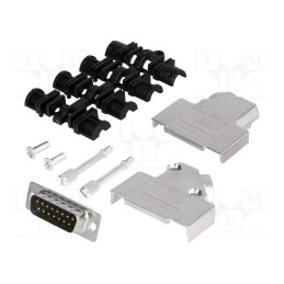 1 pcs x MH CONNECTORS - MHD45ZK15-DM15P-K - D-Sub, PIN: 15, plug, male, angled 45°, soldering, for cable