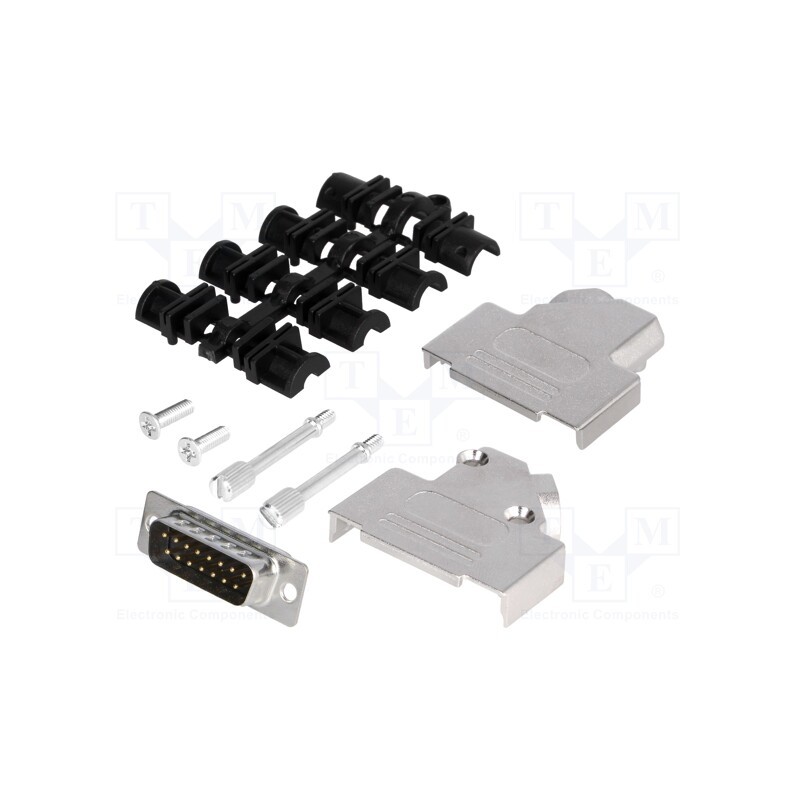 1 pcs x MH CONNECTORS - MHD45ZK15-DM15P-K - D-Sub, PIN: 15, plug, male, angled 45°, soldering, for cable