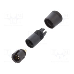 1 pcs x BINDER - 09 9767 70 04 - Connector: circular, plug, 719, male, PIN: 4, unshielded, 3A, IP40