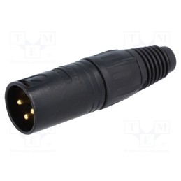 1 pcs x NEUTRIK - NC3MX-B - Plug, XLR, male, PIN: 3, straight, for cable, soldering, 3.5÷8mm, X