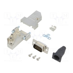 1 pcs x ENCITECH - DTSL09-SJSRG-S-HDP15-K - D-Sub, PIN: 15, plug, male, soldering, for cable, black