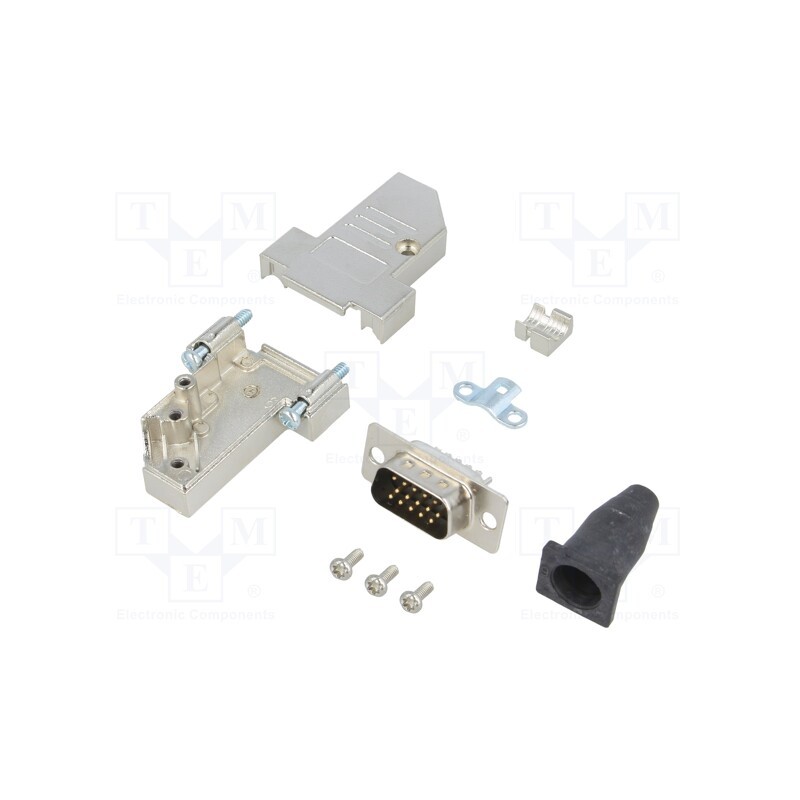 1 pcs x ENCITECH - DTSL09-SJSRG-S-HDP15-K - D-Sub, PIN: 15, plug, male, soldering, for cable, black