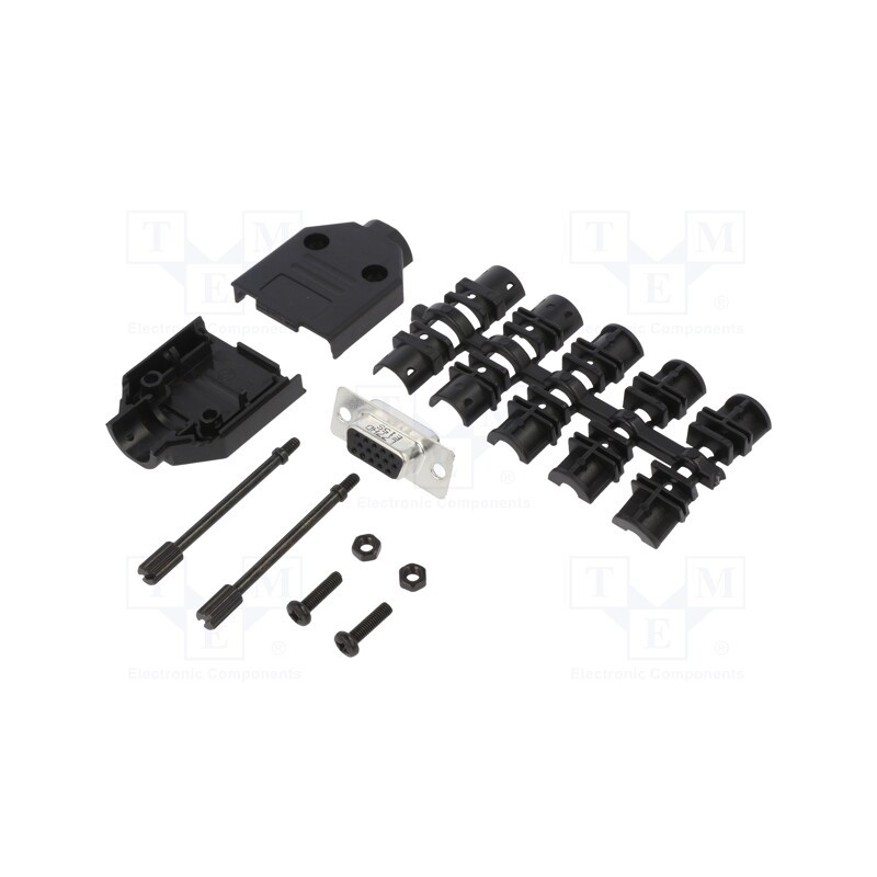 1 pcs x Amphenol Communications Solutions - L17DTPK-P-09+L77HDE15S - D-Sub HD, PIN: 15, female, straight, soldering, for cable, 