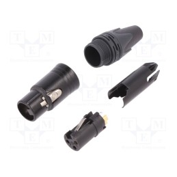 1 pcs x NEUTRIK - NC3FXX-B-D - Plug, XLR, female, PIN: 3, straight, for cable, soldering, 16A, 14AWG