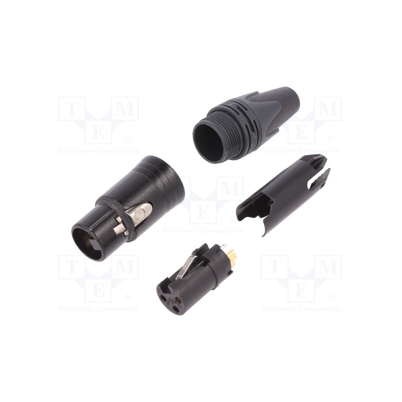 1 pcs x NEUTRIK - NC3FXX-B-D - Plug, XLR, female, PIN: 3, straight, for cable, soldering, 16A, 14AWG