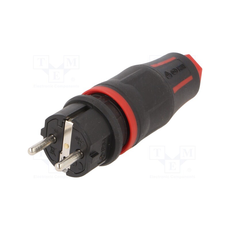 1 pcs x PCE - 05721-SR - Connector: AC supply, male, plug, 2P+PE, 250VAC, 16A, black, PIN: 3