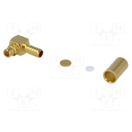 1 pcs x AMPHENOL RF - MMCX1112A1-3GT30G-5-50 - Plug, MMCX, male, angled 90°, 50Ω, soldering,crimped, for cable