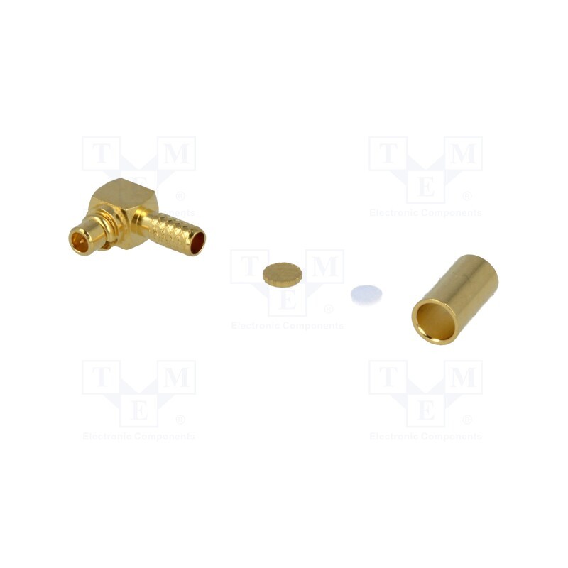 1 pcs x AMPHENOL RF - MMCX1112A1-3GT30G-5-50 - Plug, MMCX, male, angled 90°, 50Ω, soldering,crimped, for cable