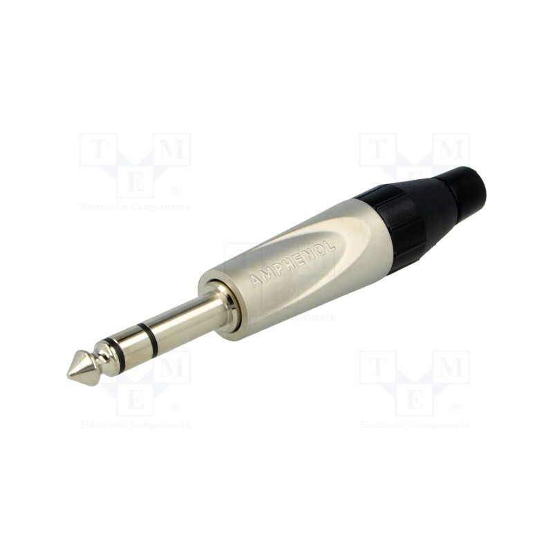 1 pcs x AMPHENOL - TS3P - Plug, Jack 6,3mm, male, stereo, ways: 3, straight, for cable, grey