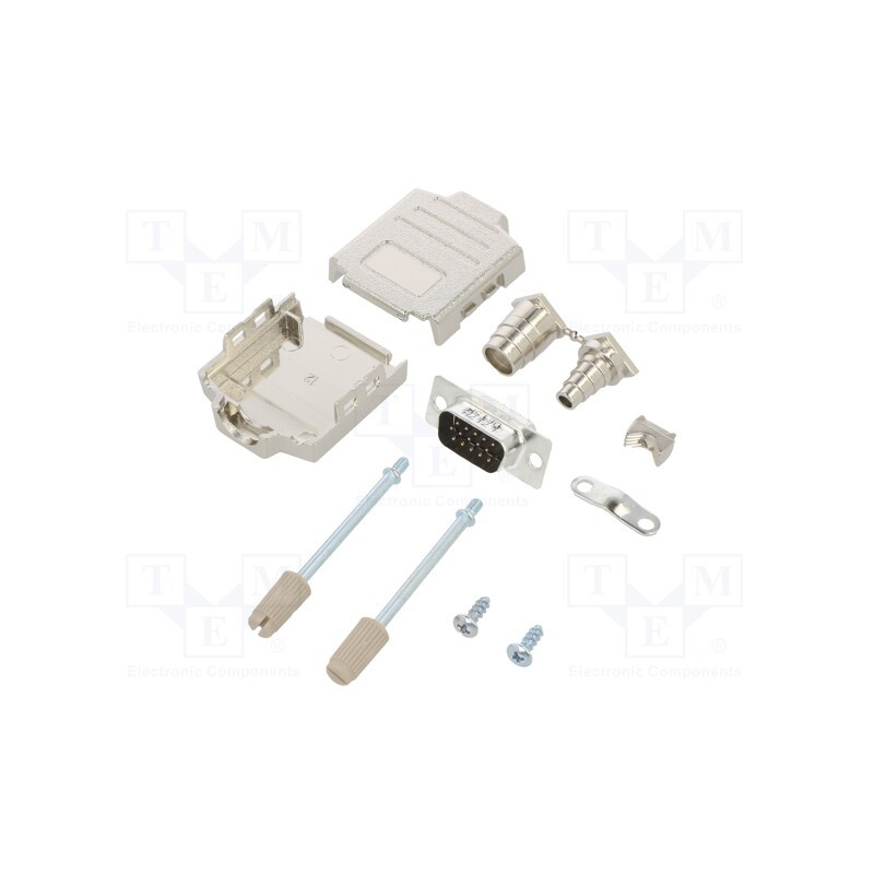 1 pcs x Amphenol Communications Solutions - L17DPPK09-M+L717HDE15P - D-Sub HD, PIN: 15, male, straight, soldering, for cable, go