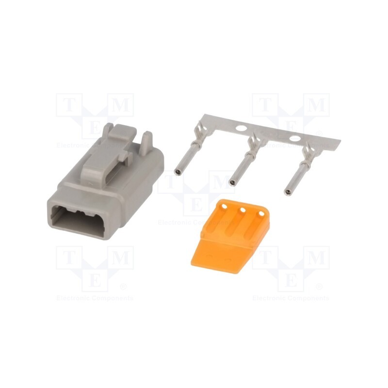 1 pcs x DEUTSCH - S-DTM 06-3 S - Connector: wire-wire, DTM, female, plug, for cable, PIN: 3, crimped