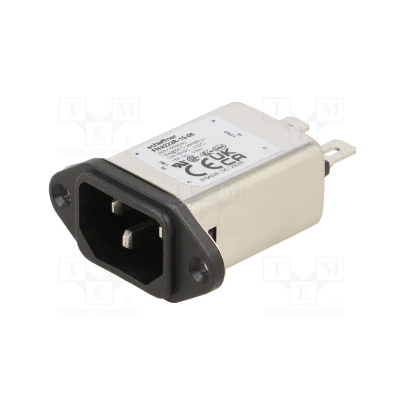 1 pcs x SCHAFFNER - FN9222R-15-06 - Connector: AC supply, socket, male, 15A, 250VAC, C14 (E), -25÷85°C