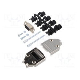 1 pcs x MH CONNECTORS - MHDTPK9-DM9S-K - D-Sub, PIN: 9, plug, female, for cable, straight, soldering