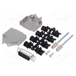 1 pcs x MH CONNECTORS - MHDTZK15-DM15P-K - D-Sub, PIN: 15, plug, male, straight, soldering, for cable