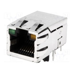 1 pcs x BEL FUSE - SI-52008-F - Socket, RJ45, PIN: 8, shielded,PoE,with LED, Layout: 8p8c, THT