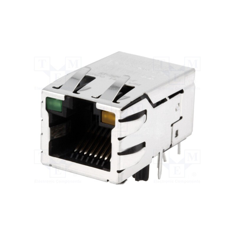 1 pcs x BEL FUSE - SI-52008-F - Socket, RJ45, PIN: 8, shielded,PoE,with LED, Layout: 8p8c, THT