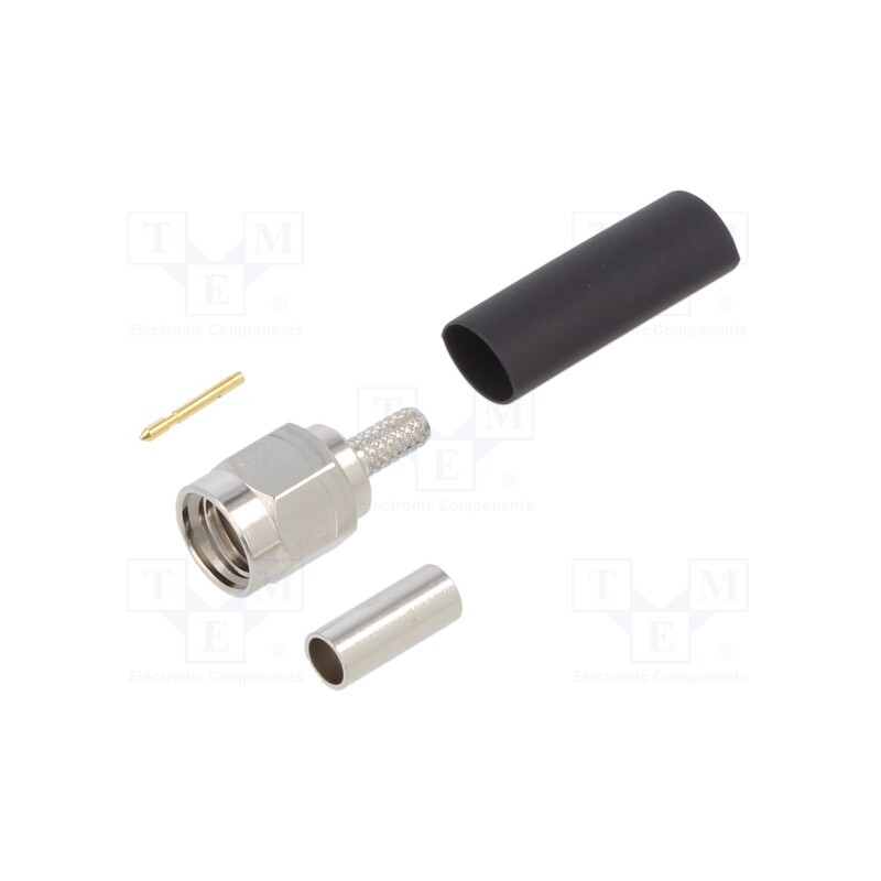 1 pcs x AMPHENOL RF - 901-9877-RFX - Plug, SMA, male, straight, 50Ω, soldering,crimped, for cable, PTFE