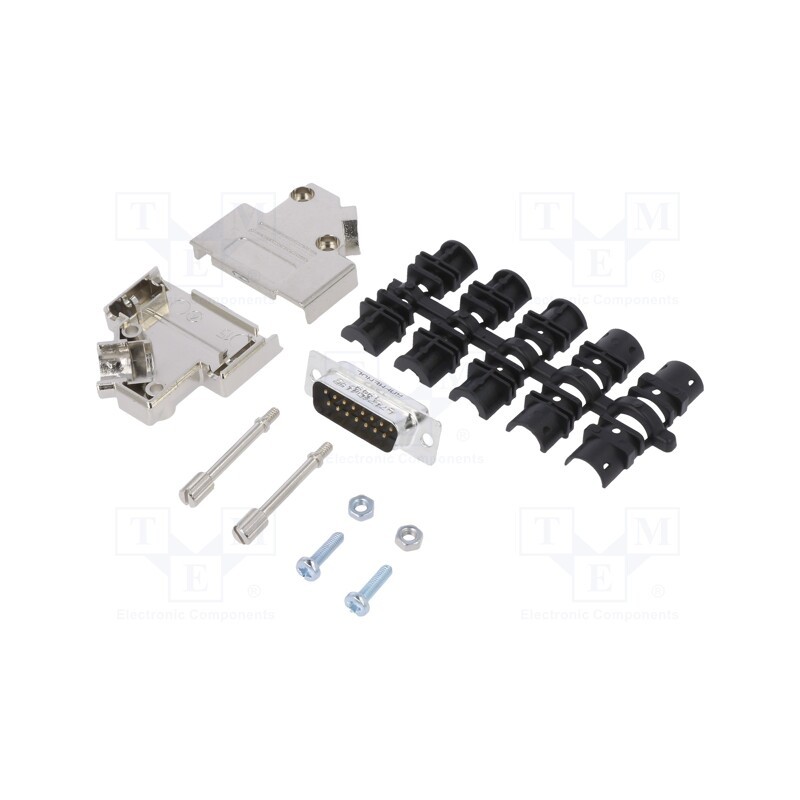 1 pcs x Amphenol Communications Solutions - L17D45PK-M-15+L717SDA15P - D-Sub, PIN: 15, male, angled 45°, soldering, for cable, g