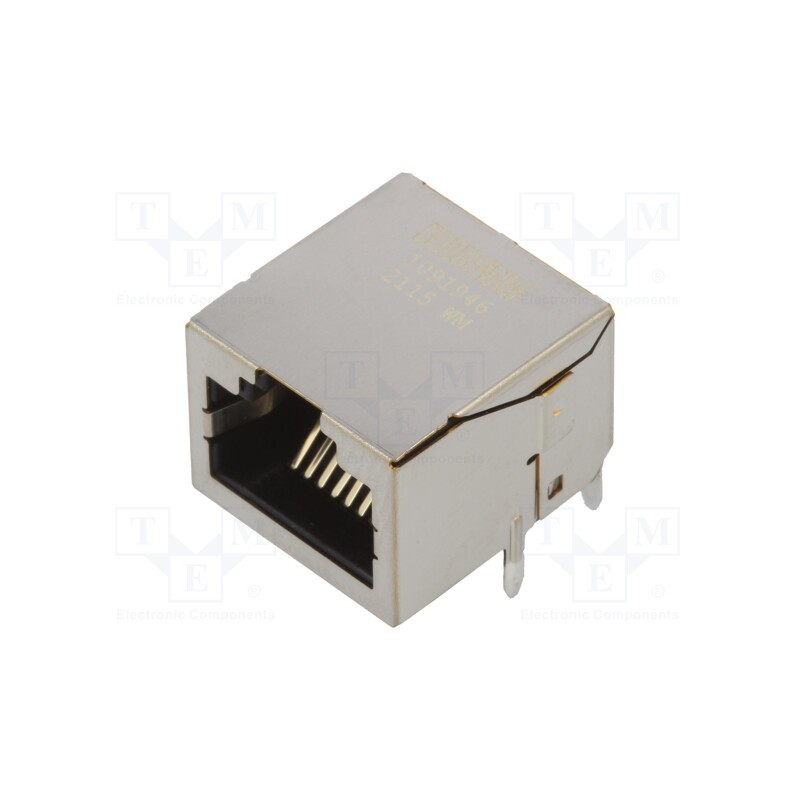 1 pcs x PHOENIX CONTACT - 1091946 - Socket, RJ45, PIN: 8, gold-plated, Layout: 8p8c, on PCBs, THT
