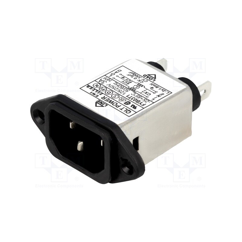 1 pcs x YUNPEN ELECTRONIC - FYB03T1 - Connector: AC supply, socket, male, 3A, 250VAC, IEC 60320, C14 (E)