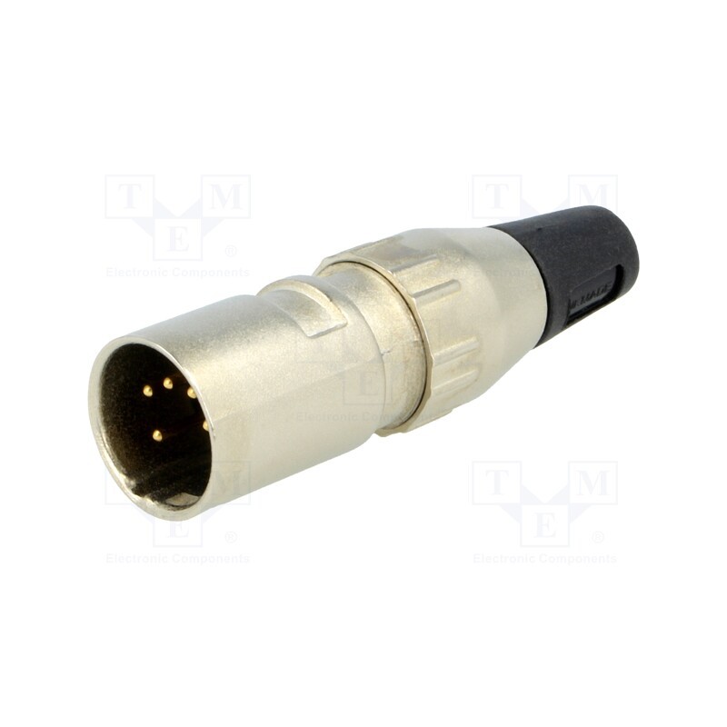 1 pcs x DELTRON - 705-0500 - Plug, XLR, male, PIN: 5, straight, for cable, soldering, gold-plated