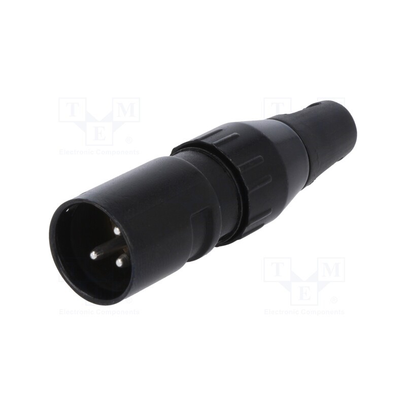 1 pcs x DELTRON - 709-0300 - Plug, XLR, male, PIN: 3, straight, for cable, soldering, 50V, 15A