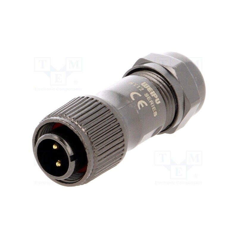 1 pcs x WEIPU - ST1210/P2 - Plug, ST12, male, PIN: 2, IP67, 5÷8mm, 13A, soldering, for cable, 250V