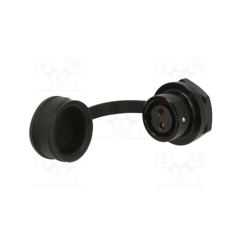 1 pcs x WEIPU - SA812/S2B - Socket, SA8, female, PIN: 2, IP67, 5A, soldering, 125V, 0.75mm2