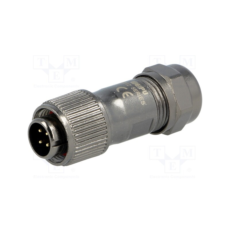 1 pcs x WEIPU - ST1210/P4 - Plug, ST12, male, PIN: 4, IP67, 5÷8mm, 5A, soldering, for cable, 200V