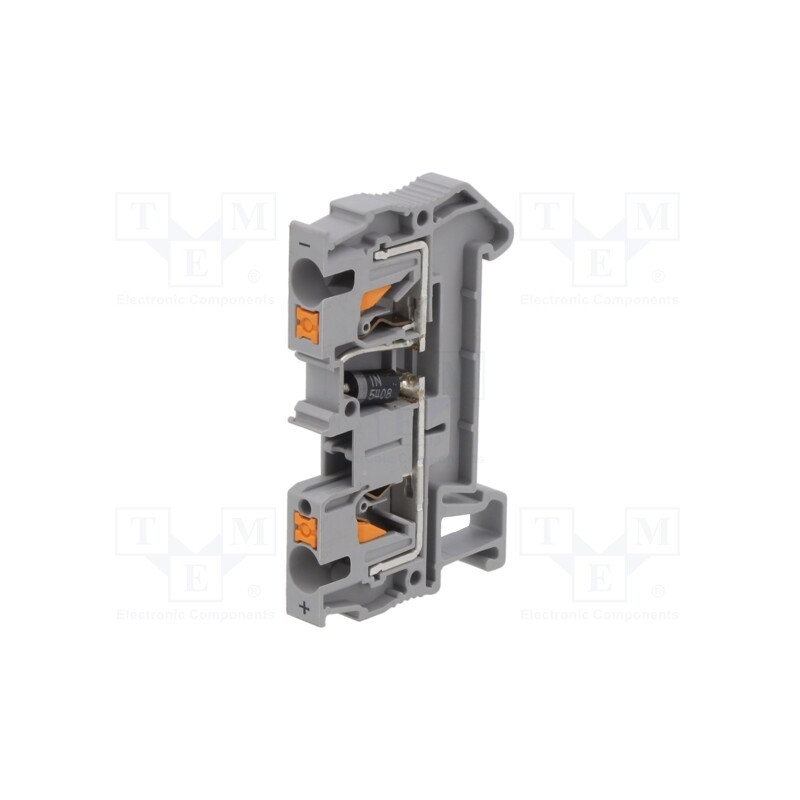 1 pcs x PHOENIX CONTACT - PT 4-DIO 1N 5408/L-R – 3212112 - Splice terminal: rail, 0.2÷6mm2, ways: 1, terminals: 2, grey, PT