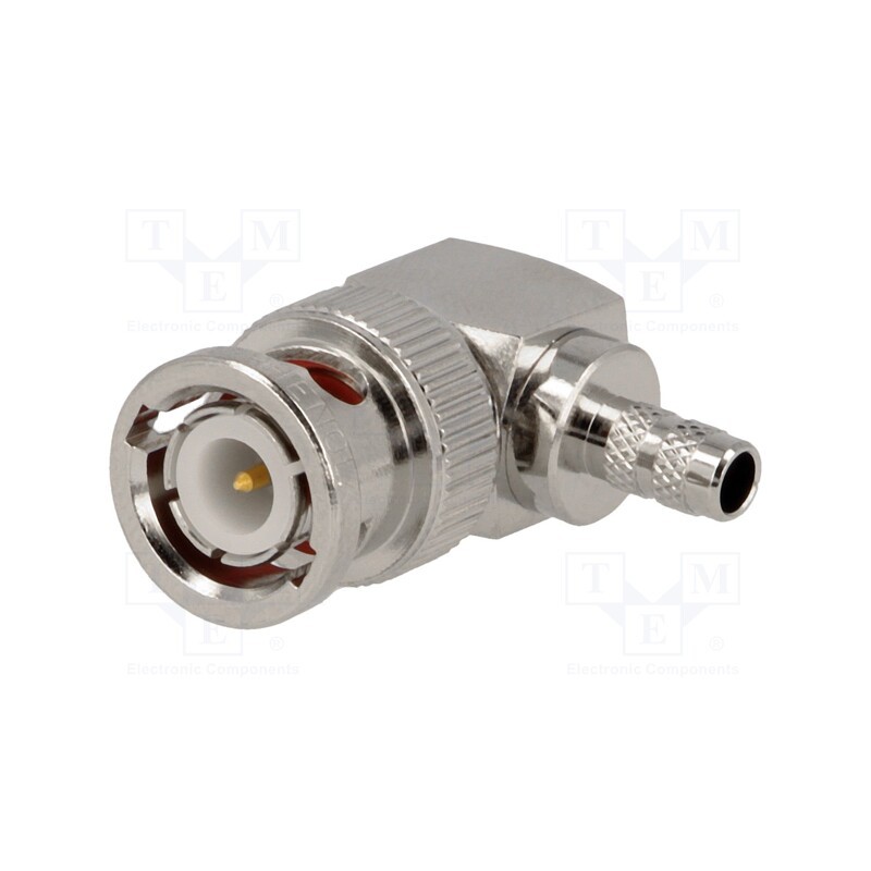 1 pcs x AMPHENOL RF - B1112A1-ND3G-1-50 - Plug, BNC, male, angled 90°, 50Ω, crimped, for cable, POM