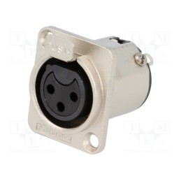 1 pcs x AMPHENOL - AC3FDZ-AU - Socket, XLR, female, PIN: 3, straight, with push button, soldering