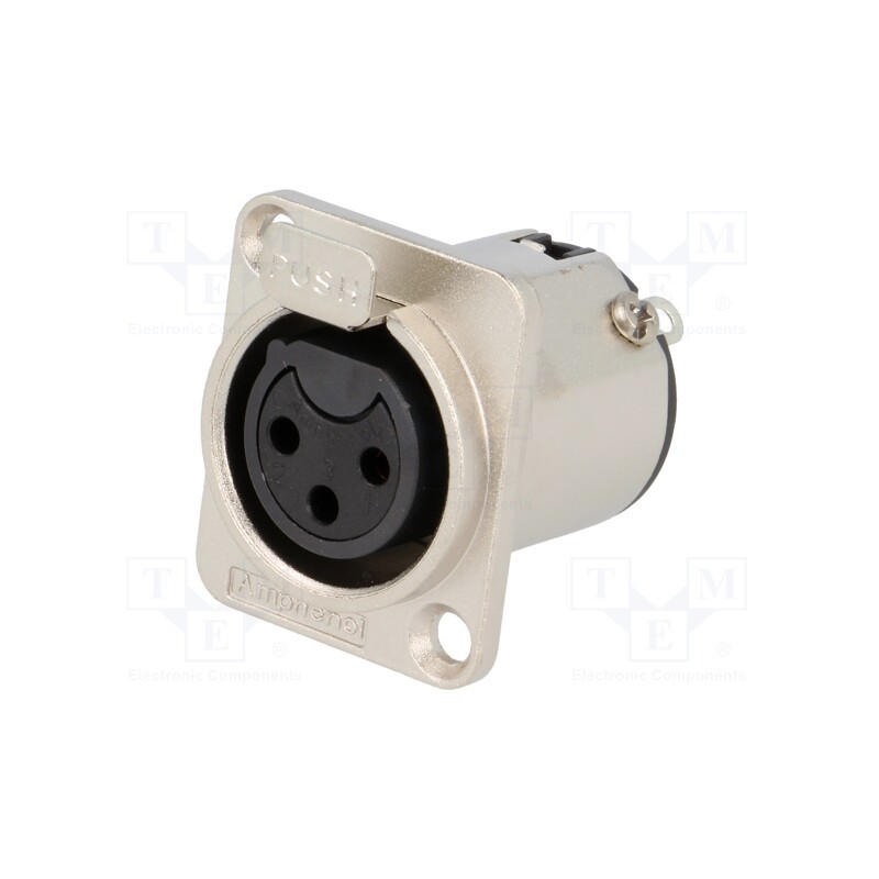 1 pcs x AMPHENOL - AC3FDZ-AU - Socket, XLR, female, PIN: 3, straight, with push button, soldering