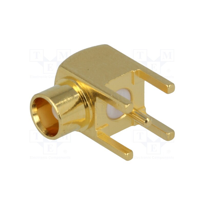 1 pcs x AMPHENOL RF - MCX6252B1-3GT30G-50 - Socket, MCX, female, angled 90°, 50Ω, THT, PTFE, gold-plated