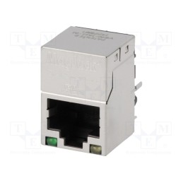 1 pcs x BEL FUSE - V890-1AX1-A1 - Socket, RJ45, PIN: 8, shielded,with LED, Layout: 8p8c, on PCBs, THT
