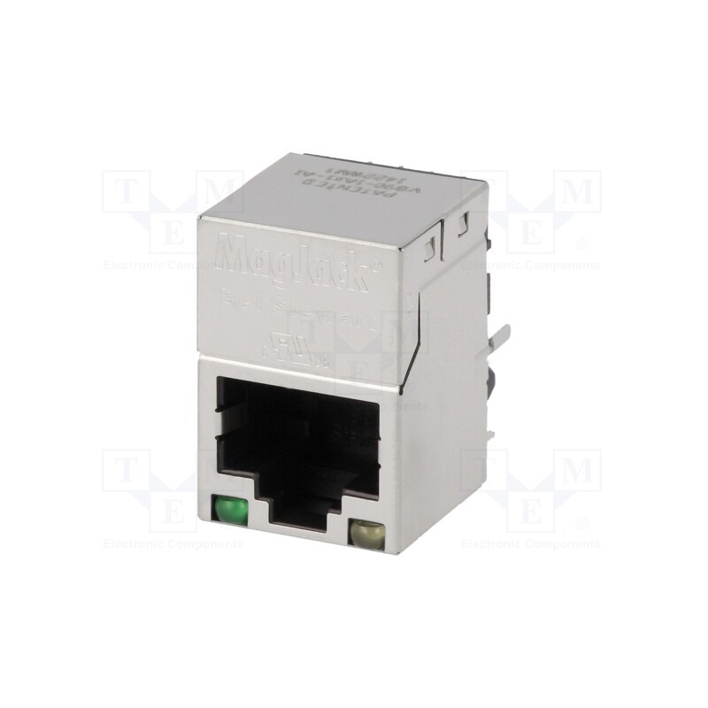 1 pcs x BEL FUSE - V890-1AX1-A1 - Socket, RJ45, PIN: 8, shielded,with LED, Layout: 8p8c, on PCBs, THT