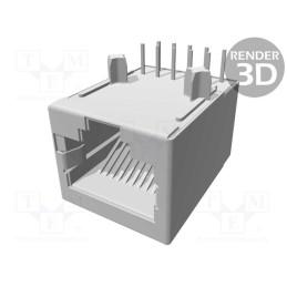 1 pcs x TE Connectivity - 5558067-1 - Socket, RJ50, PIN: 10, Cat: 3, shielded, Layout: 10p10c, on PCBs, THT