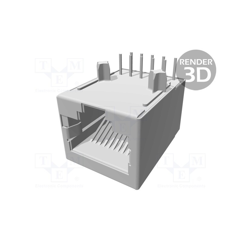 1 pcs x TE Connectivity - 5558067-1 - Socket, RJ50, PIN: 10, Cat: 3, shielded, Layout: 10p10c, on PCBs, THT