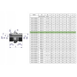 Hydraulic connection m16x1 5 10l x 3 8 Warynski