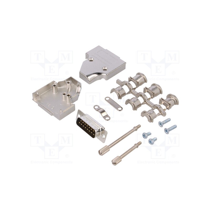 1 pcs x ENCITECH - 6355-0007-02 - D-Sub, PIN: 15, plug, male, angled, soldering, for cable, black