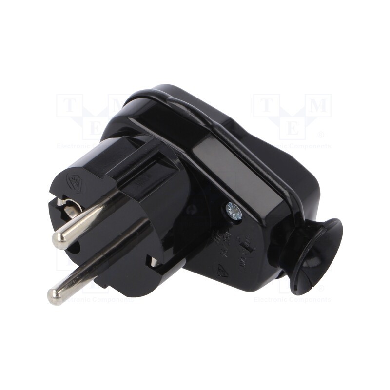 1 pcs x TIMEX-ELEKTRO - AWA-ŁK CZ - Connector: AC supply, male, plug, 2P+PE, 250VAC, 16A, black, PIN: 3