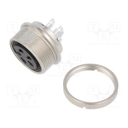 1 pcs x BINDER - 09 0312 80 04 - Connector: M16, socket, female, soldering, PIN: 4, 6A, 150V, straight